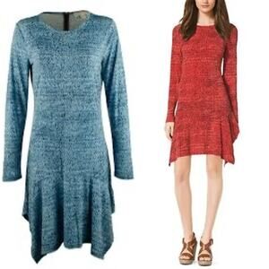 NWT Michael Kors DRESS $110 Sz L Lagenlook Boho Abstract Drop-Waist Stretch